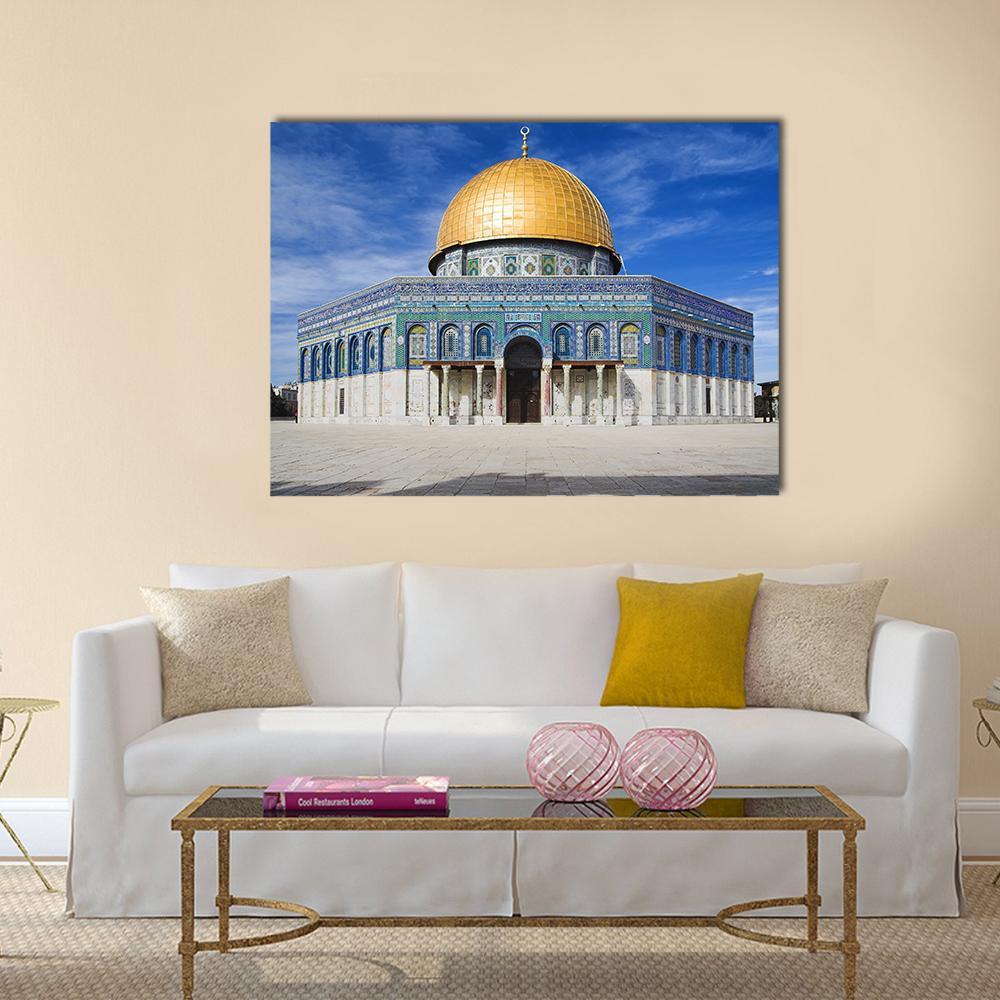 Al Aqsa Mosque In Jerusalem Under Clear Sky Canvas Wall Art-1 Piece-Gallery Wrap-48" x 32"-Tiaracle