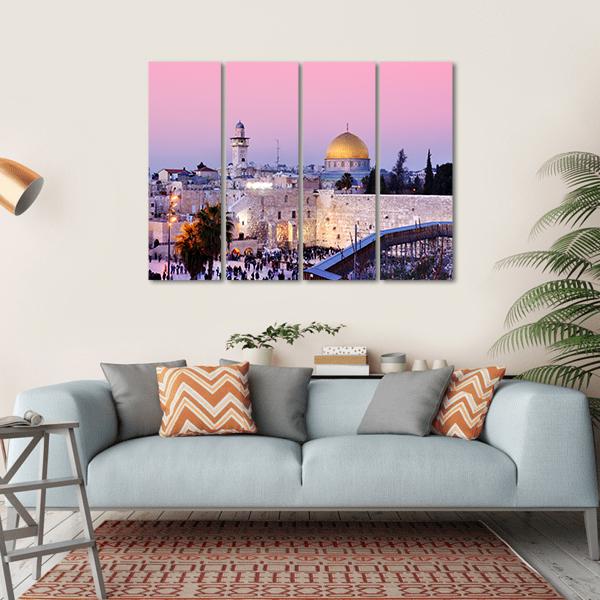 Al Aqsa Mosque Canvas Wall Art-4 Horizontal-Gallery Wrap-34" x 24"-Tiaracle