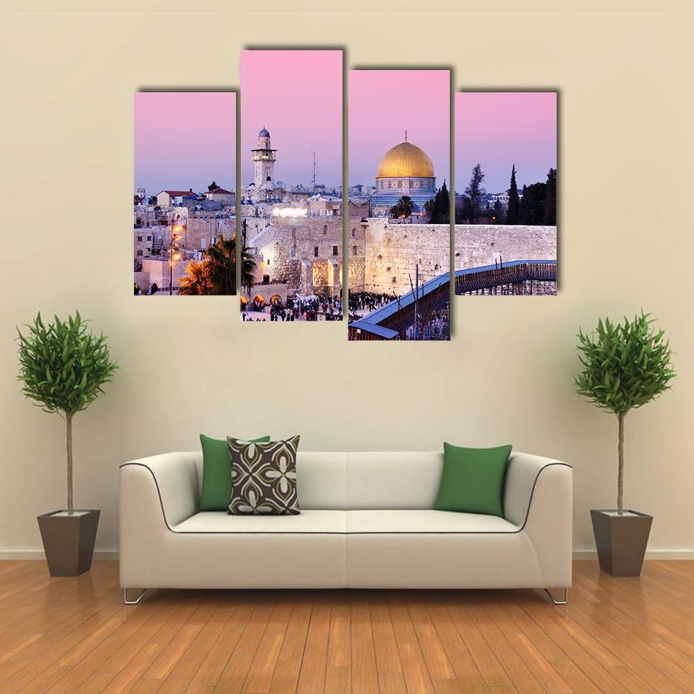 Al Aqsa Mosque Canvas Wall Art-4 Pop-Gallery Wrap-50" x 32"-Tiaracle