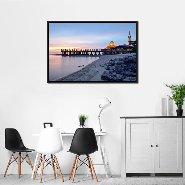 Al-Hussein Mosque In Malaysia Panoramic Canvas Wall Art-1 Piece-36" x 12"-Tiaracle