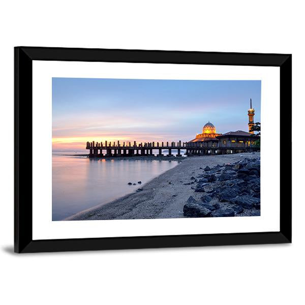 Al-Hussein Mosque In Malaysia Panoramic Canvas Wall Art-1 Piece-36" x 12"-Tiaracle