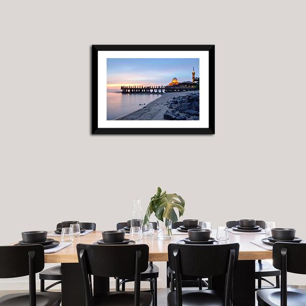 Al-Hussein Mosque In Malaysia Panoramic Canvas Wall Art-1 Piece-36" x 12"-Tiaracle