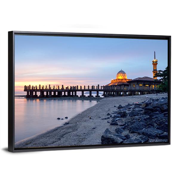 Al-Hussein Mosque In Malaysia Panoramic Canvas Wall Art-1 Piece-36" x 12"-Tiaracle
