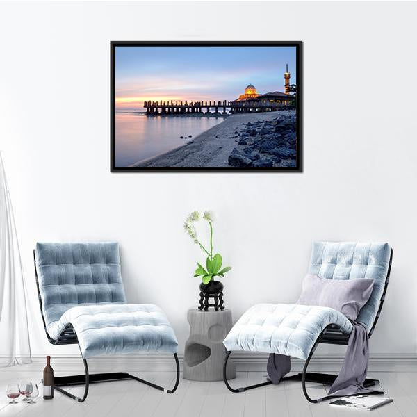 Al-Hussein Mosque In Malaysia Panoramic Canvas Wall Art-1 Piece-36" x 12"-Tiaracle