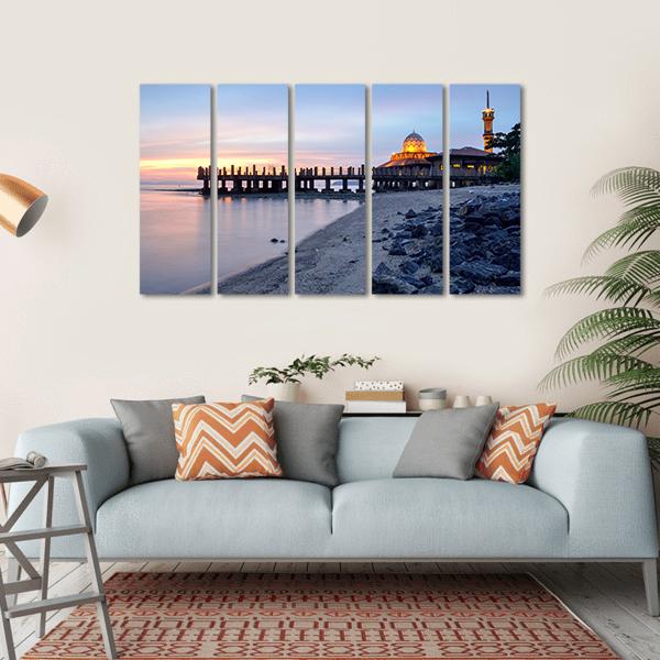 Al-Hussein Mosque Of Kuala Perlis Malaysia Canvas Wall Art-5 Horizontal-Gallery Wrap-22" x 12"-Tiaracle