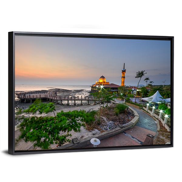 Al Hussein Mosque Panoramic Canvas Wall Art-1 Piece-36" x 12"-Tiaracle