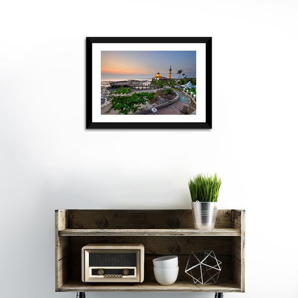 Al-Hussien Mosque At Dusk Canvas Wall Art-1 Piece-Framed Print-20" x 16"-Tiaracle