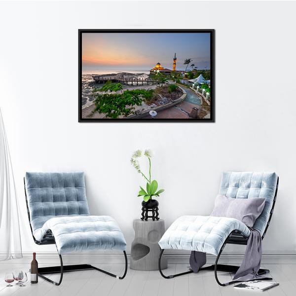 Al-Hussien Mosque At Dusk Canvas Wall Art-3 Horizontal-Gallery Wrap-25" x 16"-Tiaracle