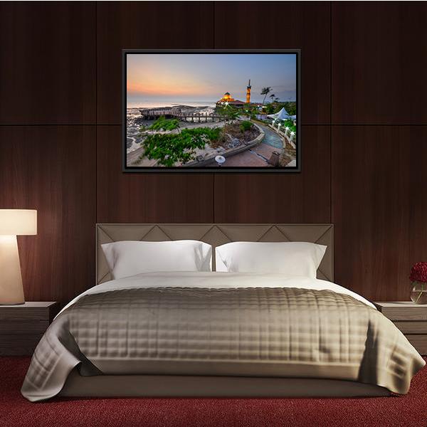 Al-Hussien Mosque At Dusk Canvas Wall Art-3 Horizontal-Gallery Wrap-25" x 16"-Tiaracle