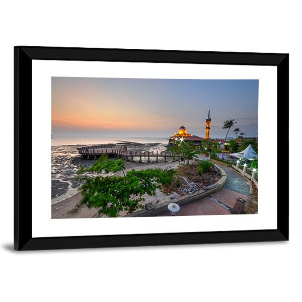 Al-Hussien Mosque At Dusk Canvas Wall Art-3 Horizontal-Gallery Wrap-25&quot; x 16&quot;-Tiaracle