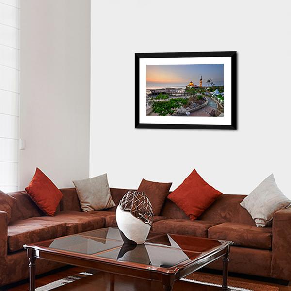 Al-Hussien Mosque At Dusk Canvas Wall Art-3 Horizontal-Gallery Wrap-25&quot; x 16&quot;-Tiaracle