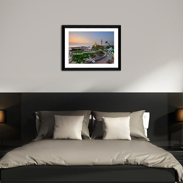Al-Hussien Mosque At Dusk Canvas Wall Art-3 Horizontal-Gallery Wrap-25" x 16"-Tiaracle