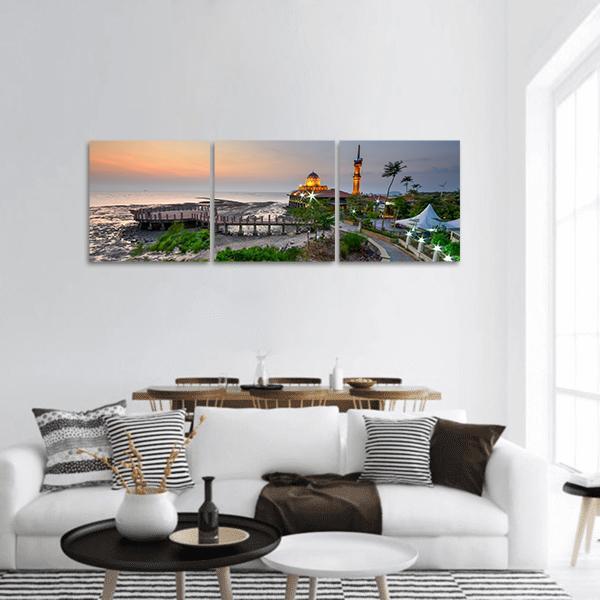 Al Hussein Mosque Panoramic Canvas Wall Art-3 Piece-25" x 08"-Tiaracle