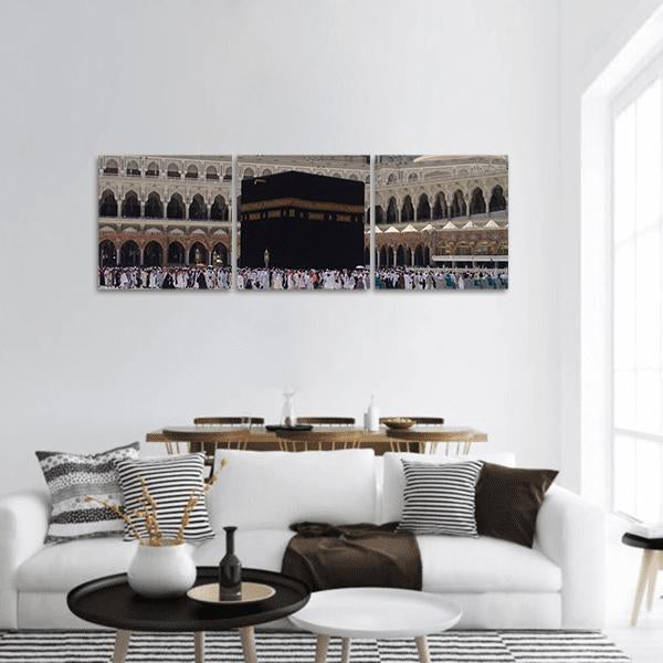 Masjid Al Haram Mecca Panoramic Canvas Wall Art-3 Piece-25" x 08"-Tiaracle