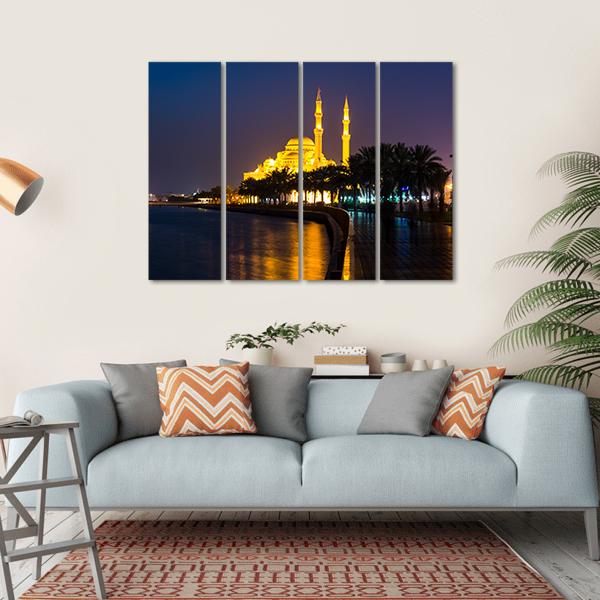 Al Noor Mosque Canvas Wall Art-4 Horizontal-Gallery Wrap-34" x 24"-Tiaracle