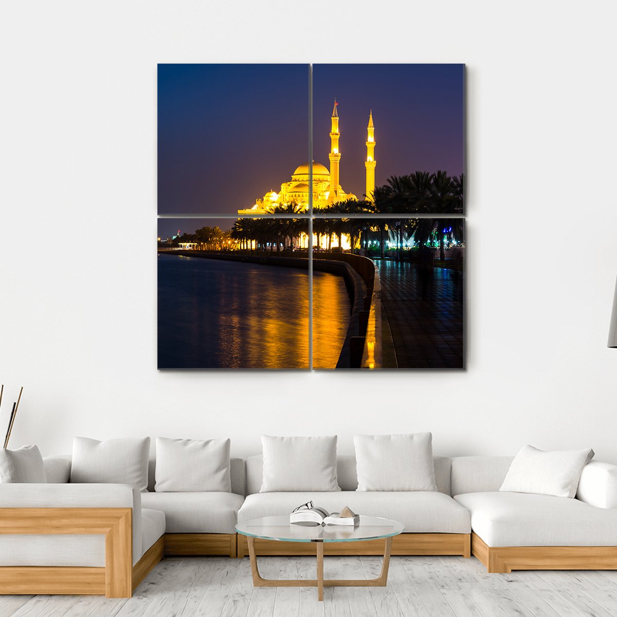 Al Noor Mosque Canvas Wall Art-4 Square-Gallery Wrap-17" x 17"-Tiaracle