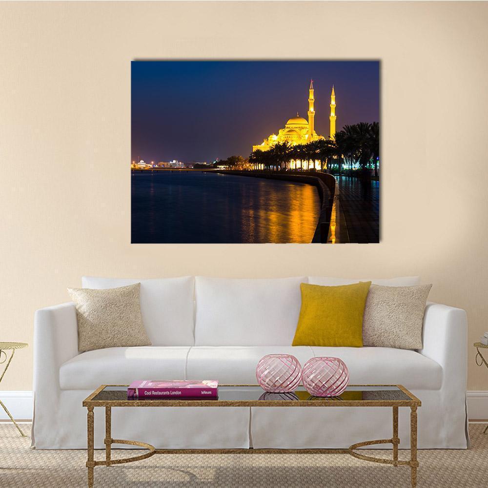 Al Noor Mosque Canvas Wall Art-1 Piece-Gallery Wrap-48&quot; x 32&quot;-Tiaracle