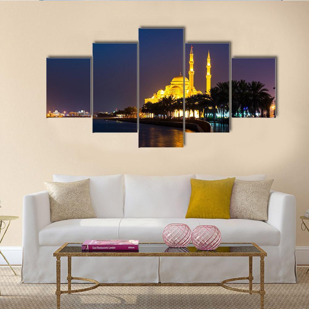 Al Noor Mosque Canvas Wall Art-5 Star-Gallery Wrap-62" x 32"-Tiaracle