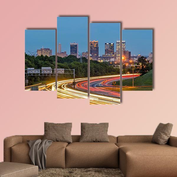Alabama Downtown Birmingham Canvas Wall Art-4 Pop-Gallery Wrap-50" x 32"-Tiaracle