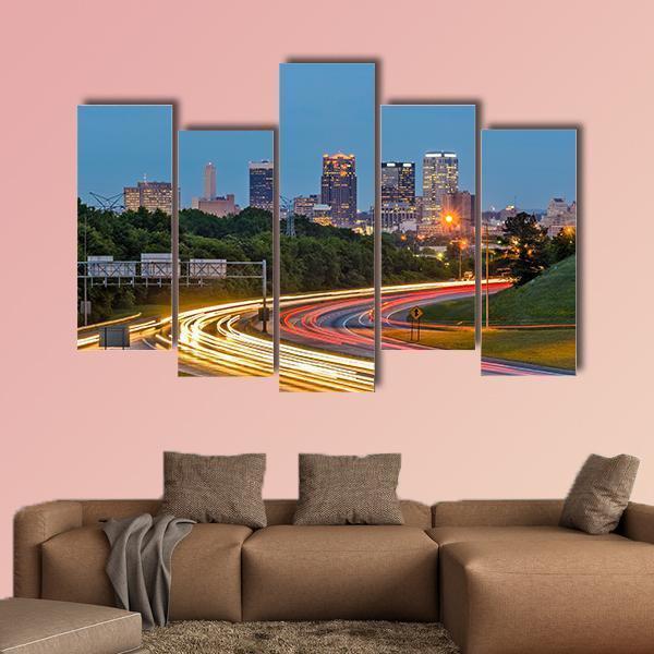 Alabama Downtown Birmingham Canvas Wall Art-5 Pop-Gallery Wrap-47" x 32"-Tiaracle