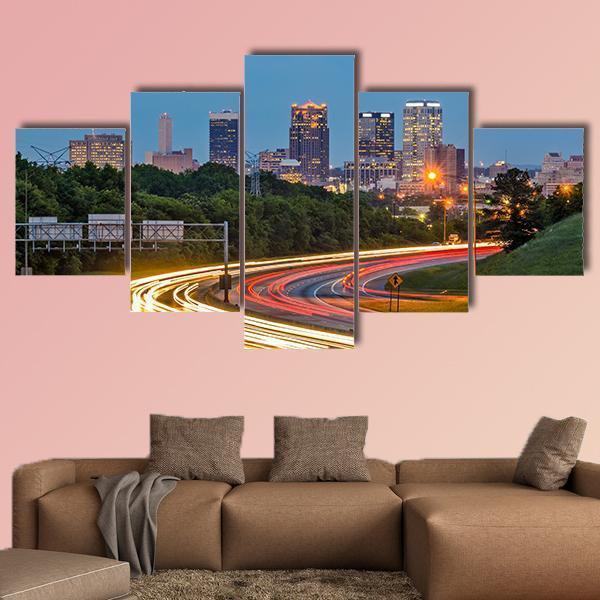 Alabama Downtown Birmingham Canvas Wall Art-5 Star-Gallery Wrap-62" x 32"-Tiaracle