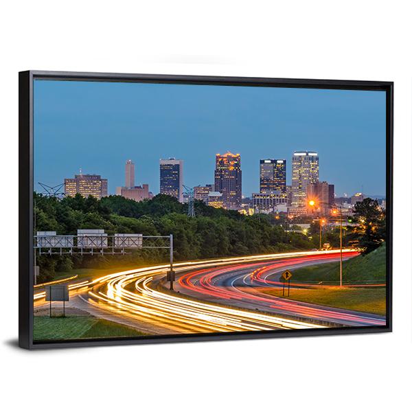 Alabama Downtown Birmingham Canvas Wall Art-3 Horizontal-Gallery Wrap-25" x 16"-Tiaracle