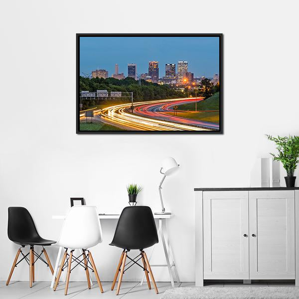 Alabama Downtown Birmingham Canvas Wall Art-3 Horizontal-Gallery Wrap-25" x 16"-Tiaracle
