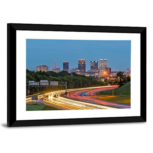 Alabama Downtown Birmingham Canvas Wall Art-3 Horizontal-Gallery Wrap-25" x 16"-Tiaracle