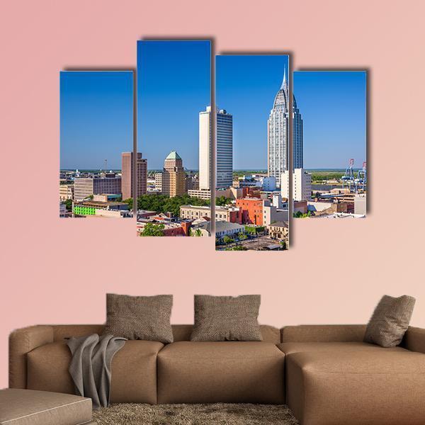 Alabama Downtown Skyline Canvas Wall Art-4 Pop-Gallery Wrap-50&quot; x 32&quot;-Tiaracle