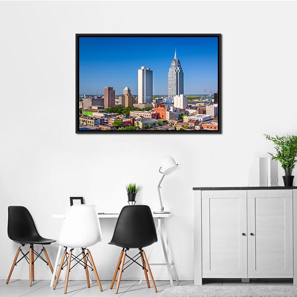 Alabama Downtown Skyline Canvas Wall Art-1 Piece-Floating Frame-24" x 16"-Tiaracle