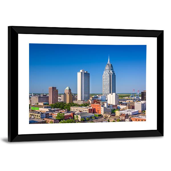 Alabama Downtown Skyline Canvas Wall Art-3 Horizontal-Gallery Wrap-25" x 16"-Tiaracle