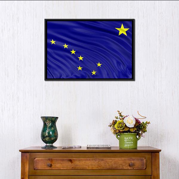 Alaska Flag Canvas Wall Art-1 Piece-Floating Frame-24" x 16"-Tiaracle