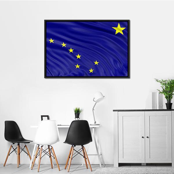 Alaska Flag Canvas Wall Art-1 Piece-Floating Frame-24" x 16"-Tiaracle