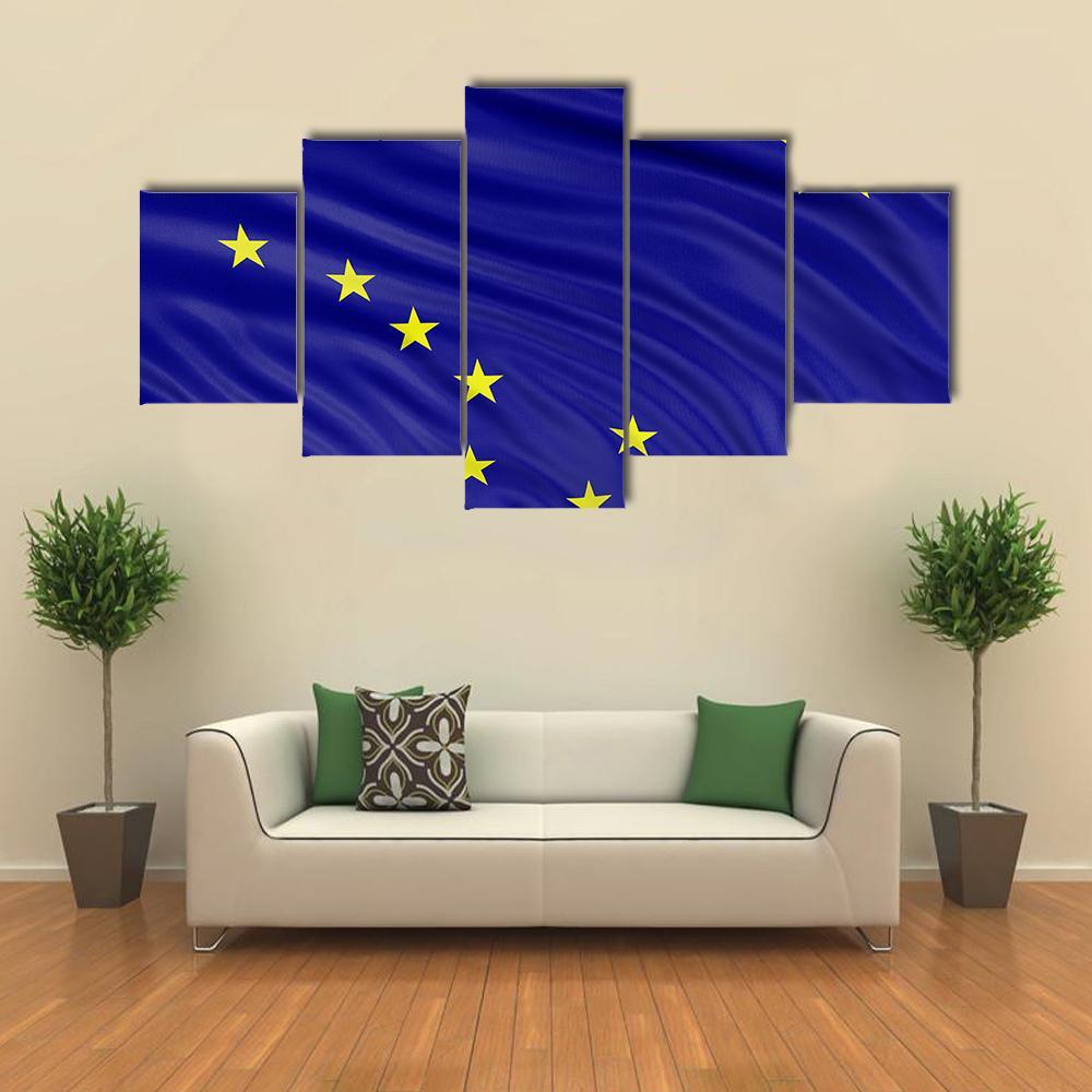 Alaska Flag Canvas Wall Art-5 Star-Gallery Wrap-62" x 32"-Tiaracle