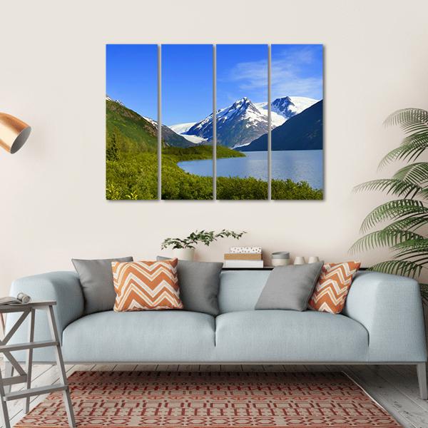 Alaska Mountain With Lake Canvas Wall Art-4 Horizontal-Gallery Wrap-34" x 24"-Tiaracle