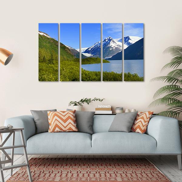 Alaska Mountain With Lake Canvas Wall Art-5 Horizontal-Gallery Wrap-22" x 12"-Tiaracle