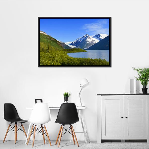 Alaska Mountain With Lake Panoramic Canvas Wall Art-1 Piece-36" x 12"-Tiaracle