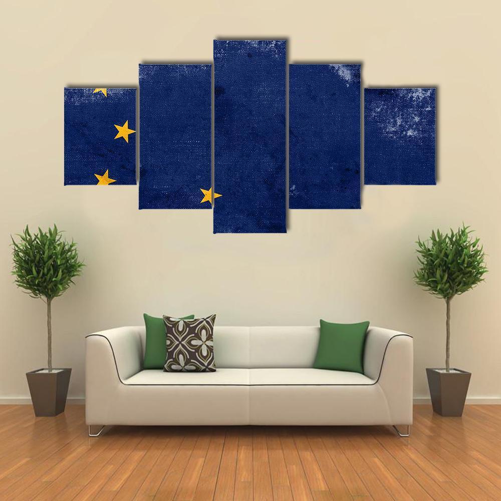 Alaska State Flag Canvas Wall Art-5 Star-Gallery Wrap-62" x 32"-Tiaracle