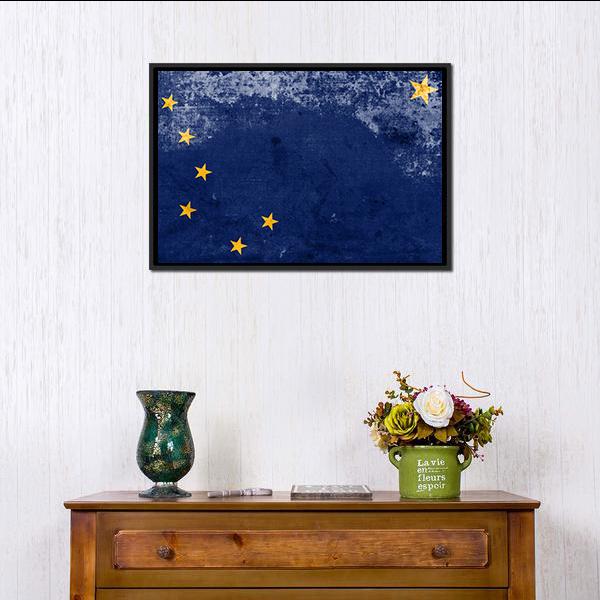 Alaska State Flag Canvas Wall Art-1 Piece-Floating Frame-24" x 16"-Tiaracle