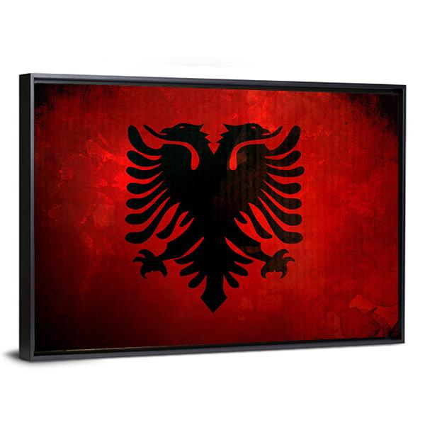 Albania Flag Canvas Wall Art-5 Horizontal-Gallery Wrap-22" x 12"-Tiaracle