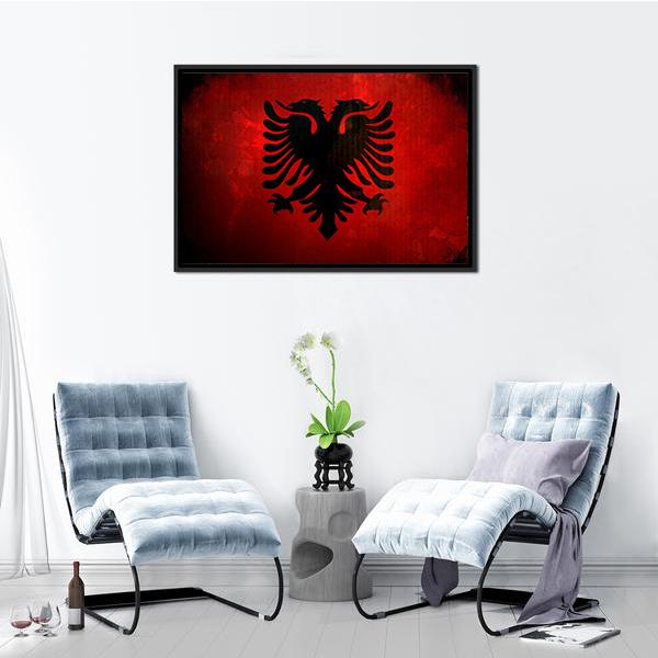 Albania Flag Canvas Wall Art-5 Horizontal-Gallery Wrap-22" x 12"-Tiaracle