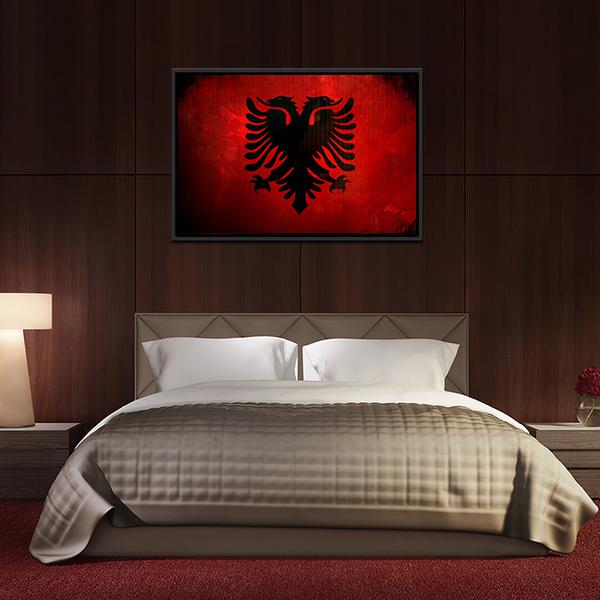 Albania Flag Canvas Wall Art-5 Horizontal-Gallery Wrap-22" x 12"-Tiaracle