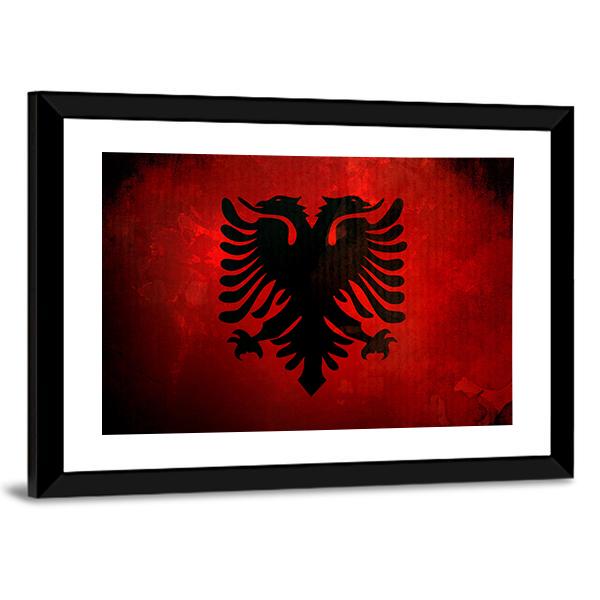 Albania Flag Canvas Wall Art-5 Horizontal-Gallery Wrap-22" x 12"-Tiaracle