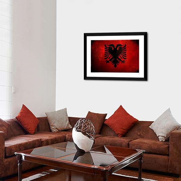 Albania Flag Canvas Wall Art-5 Horizontal-Gallery Wrap-22" x 12"-Tiaracle