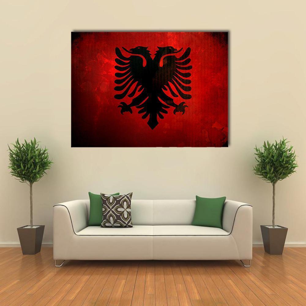 Albania Flag Canvas Wall Art-1 Piece-Gallery Wrap-48" x 32"-Tiaracle