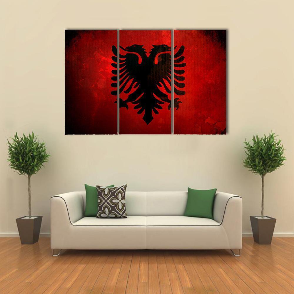 Albania Flag Canvas Wall Art-3 Horizontal-Gallery Wrap-37" x 24"-Tiaracle