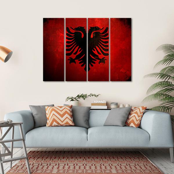Albania Flag Canvas Wall Art-4 Horizontal-Gallery Wrap-34" x 24"-Tiaracle