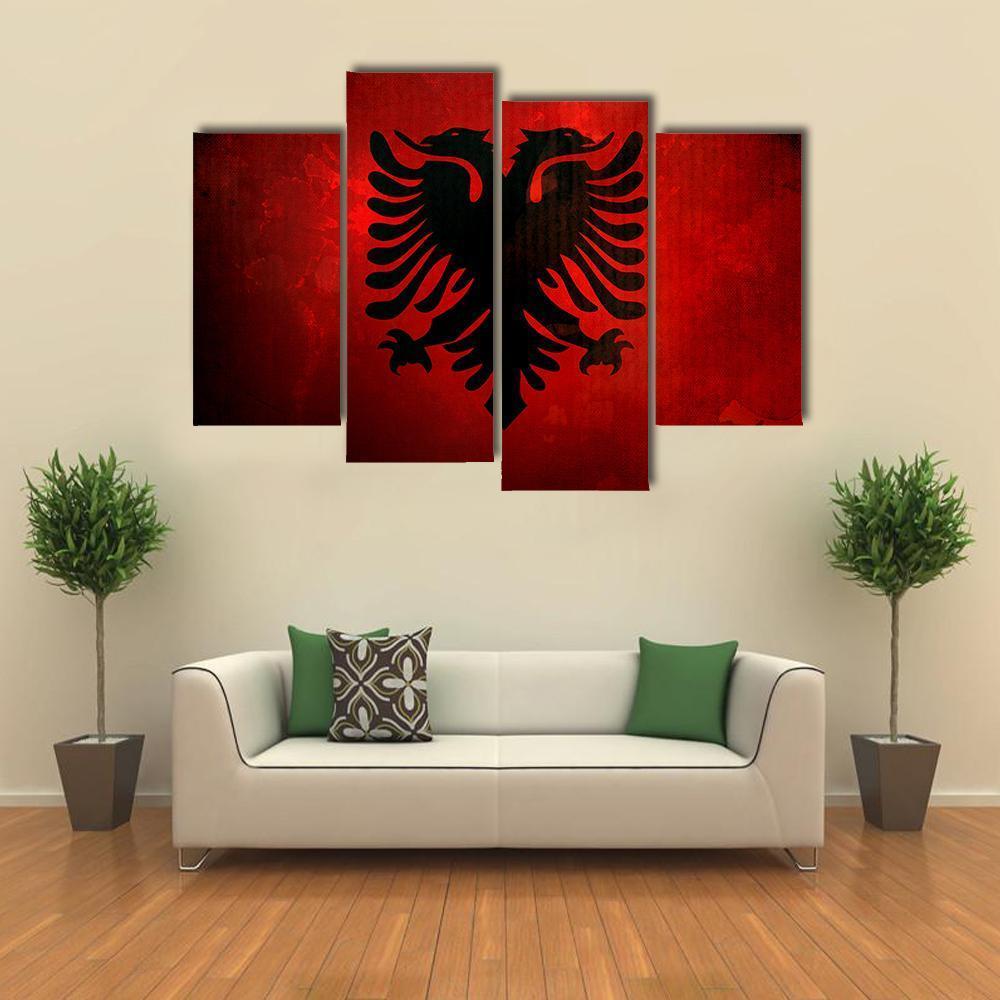 Albania Flag Canvas Wall Art-4 Pop-Gallery Wrap-50" x 32"-Tiaracle