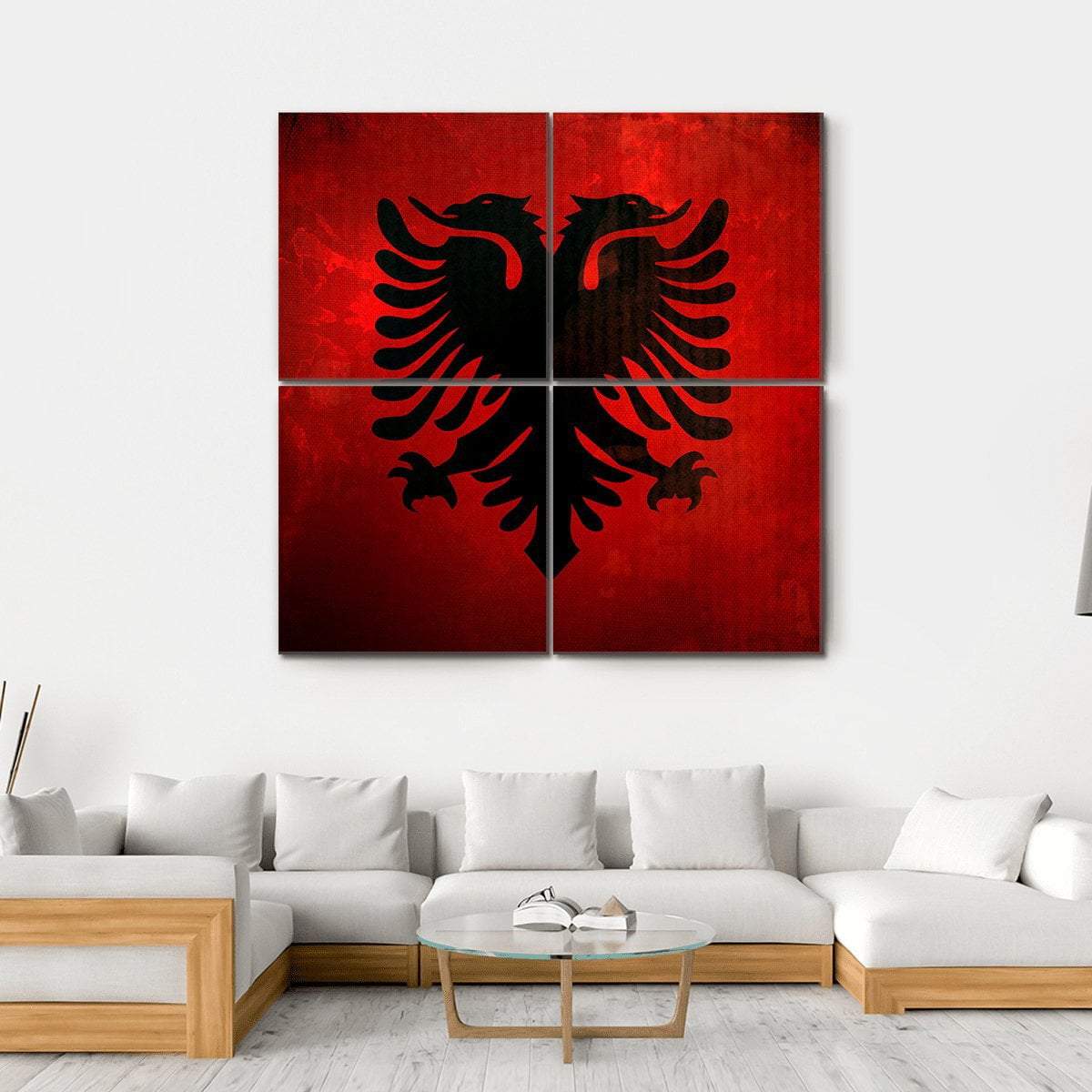 Albania Flag Canvas Wall Art-4 Square-Gallery Wrap-17" x 17"-Tiaracle