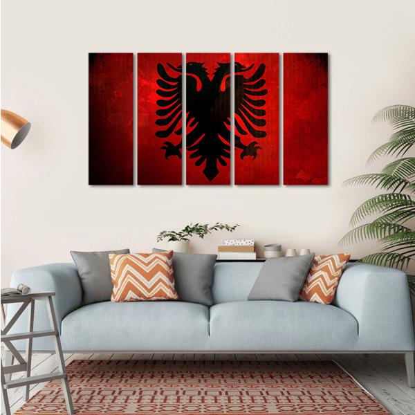 Albania Flag Canvas Wall Art-5 Horizontal-Gallery Wrap-22" x 12"-Tiaracle